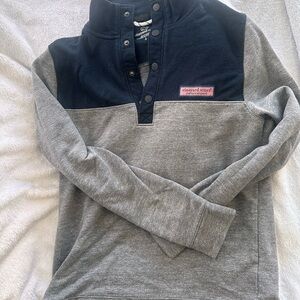 Vineyard Vines Navy and Gray Collar Pullover